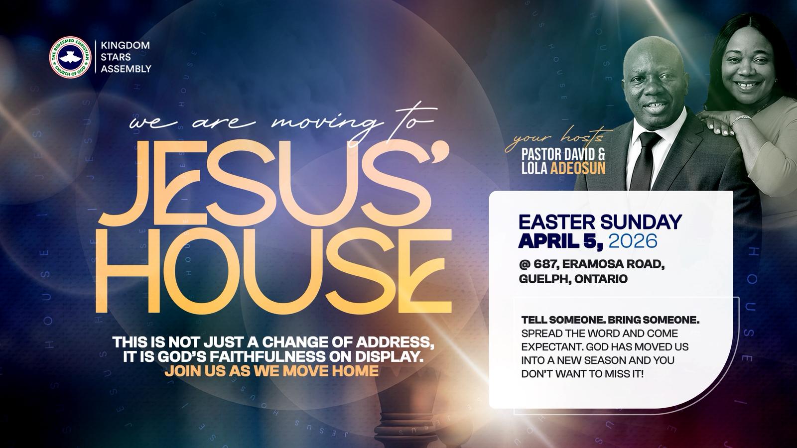 Flyer announcing the movement of the church to its permanent site